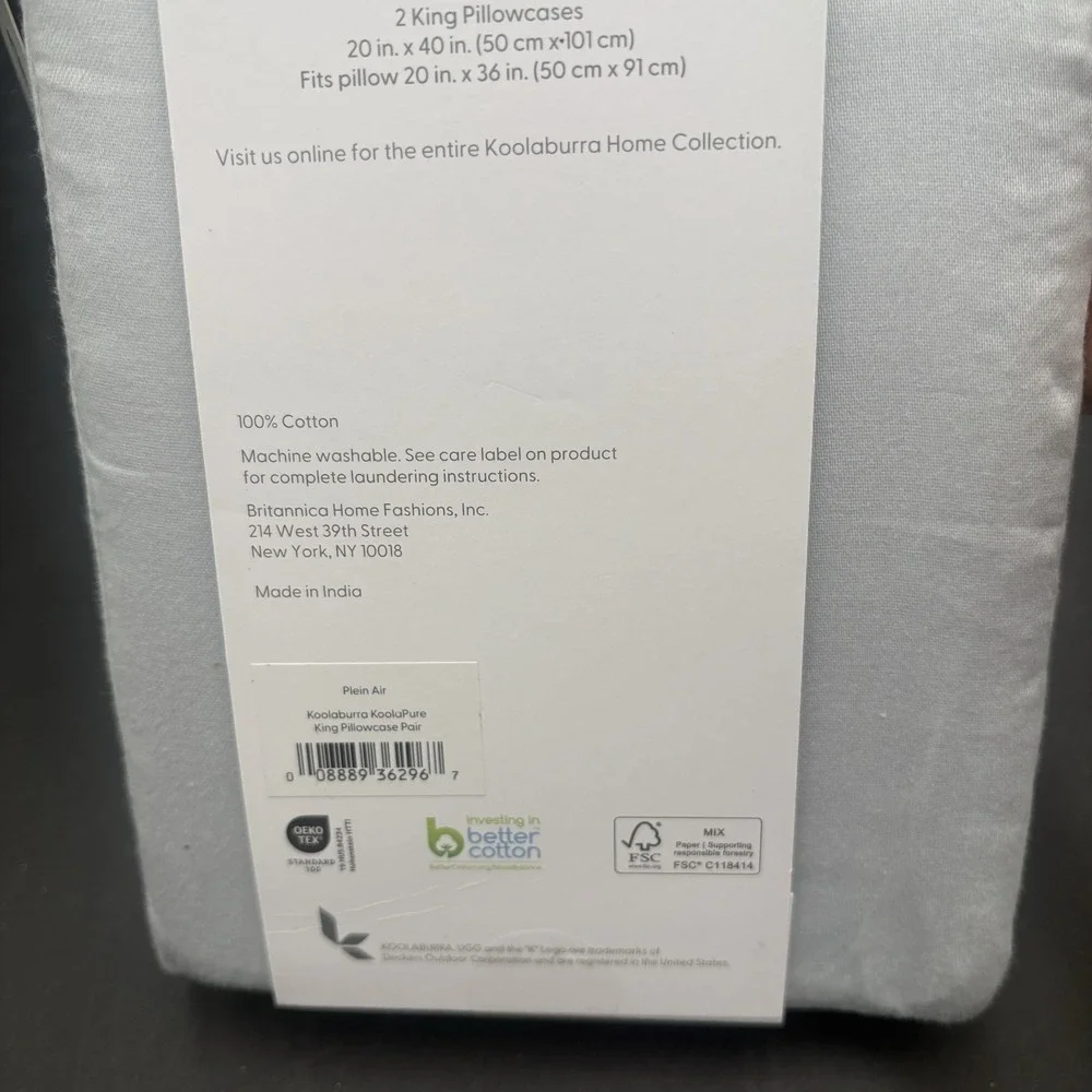 Koolaburra by UGG Koolapure Cotton Standard Pillowcase Pair (2) Light Gray Color